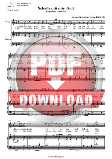 Bach, Johann Sebastian: Schaffs mit mir, Gott, BWV 514