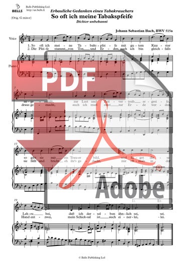 Bach, Johann Sebastian: So oft ich meine Tabakspfeife, BWV 515a