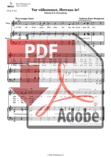 Berggreen, Andreas P.: Var v&auml;lkommet, Herrans &aring;r! (canzone solistica)