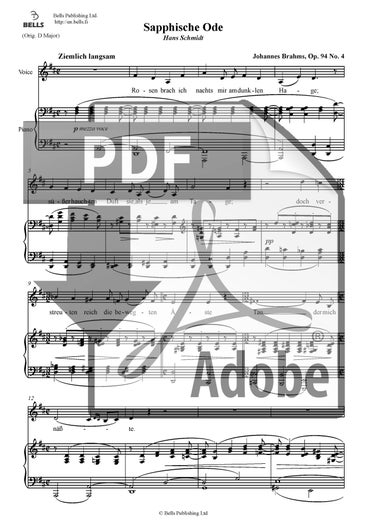 Brahms, Johannes: Sapphische Ode, Op. 94 n. 4