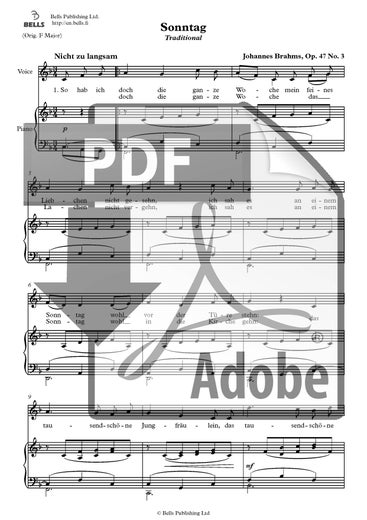 Brahms, Johannes: Sonntag, Op. 47 n. 3