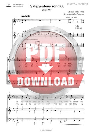 Bull, Ole (arr. Selim Palmgren): S&aelig;terjentens S&oslash;ndag (coro maschile)