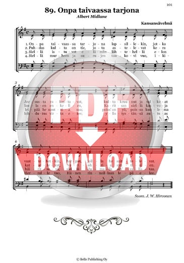 Engelke, Fredrik: Onpa taivaassa tarjona (coro misto)
