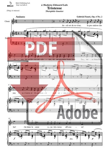 Faur&eacute;, Gabriel: Tristesse, Op. 6 n. 2