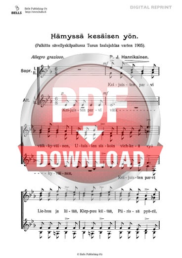 Hannikainen, P. J.: H&auml;myss&auml; kes&auml;isen y&ouml;n
