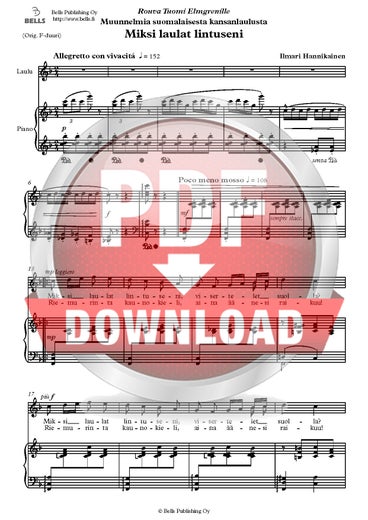 Hannikainen, Ilmari: Miksi laulat lintuseni