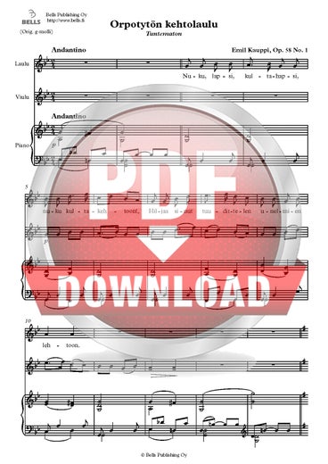 Kauppi, Emil: Orpotyt&ouml;n kehtolaulu, Op. 58 n. 1
