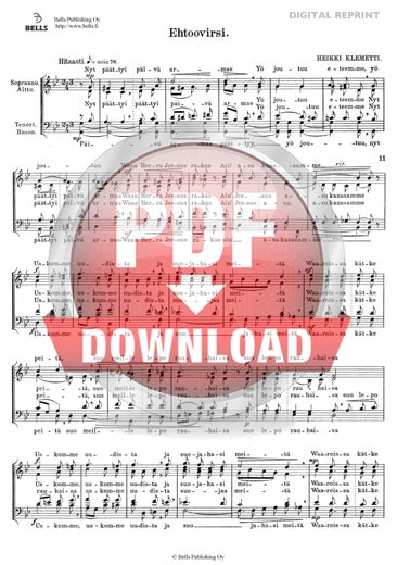 Klemetti, Heikki: Ehtoovirsi (coro misto)