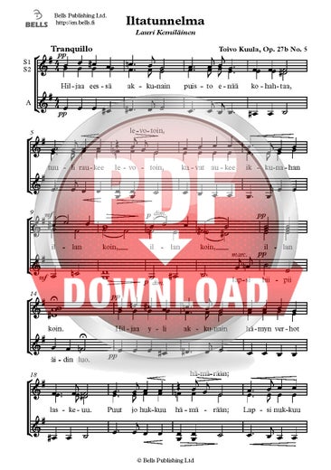 Kuula, Toivo: Iltatunnelma (coro di voci bianche)