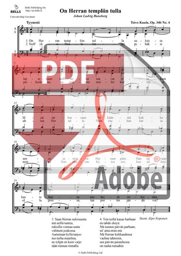 Kuula, Toivo: On Herran templiin tulla, Op. 34b n. 4 (coro misto)