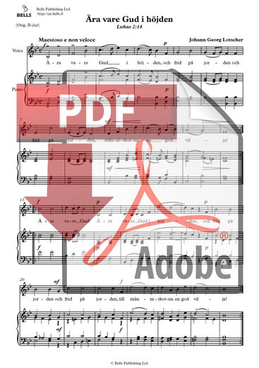 Lotscher, Johann Georg: &Auml;ra vare Gud i h&ouml;jden (canzone solistica)