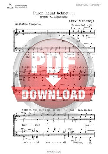 Madetoja, Leevi: Puron helj&auml;t helmet, Op. 66 n. 2 (coro misto)