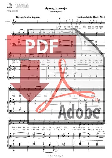 Madetoja, Leevi: Synnyinmaja, Op. 25 n. 4