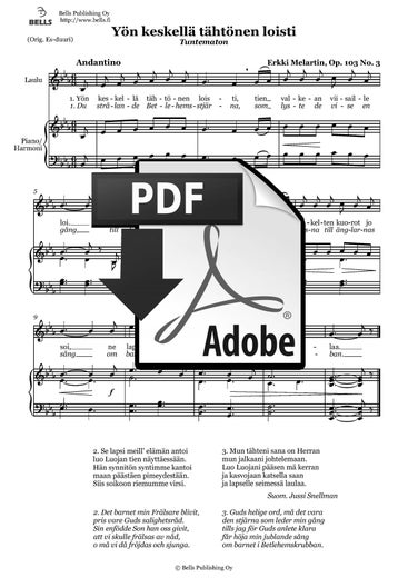Melartin, Erkki: Y&ouml;n keskell&auml; t&auml;ht&ouml;nen loisti, Op. 103 n. 3
