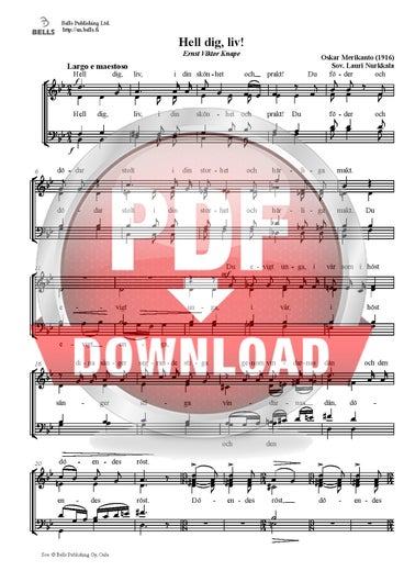 Merikanto, Oskar (arr. Lauri Nurkkala): Hell dig, liv! (coro misto)