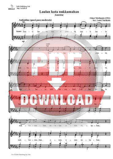 Merikanto, Oskar (arr. Lauri Nurkkala): Laulan lasta nukkumahan (coro misto)