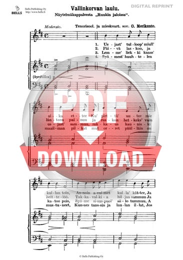 Merikanto, Oskar: Vallinkorvan laulu, Op. 24 n. 2 (coro maschile)