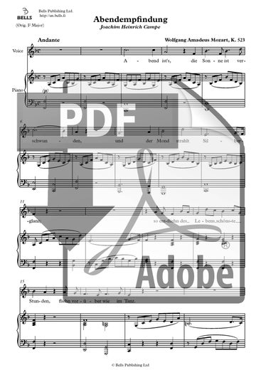 Mozart, Wolfgang Amadeus: Abendempfindung, K. 523