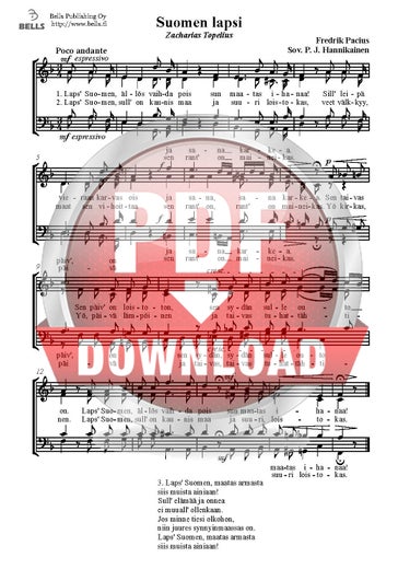 Pacius, Fredrik (arr. P. J. Hannikainen): Suomen lapsi (coro misto)
