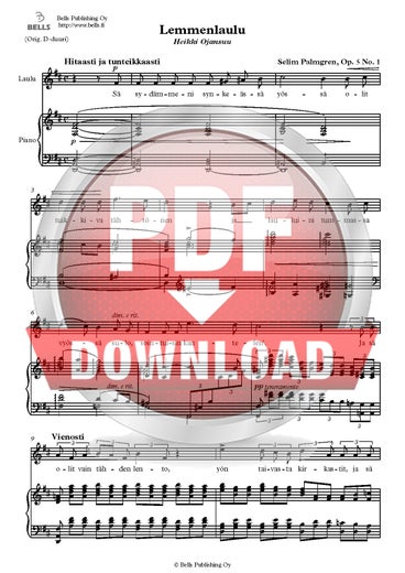 Palmgren, Selim: Lemmenlaulu, Op. 5 n. 1