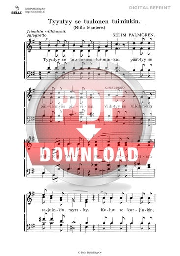 Palmgren, Selim: Tyyntyy se tuulonen tuiminkin, SP 314