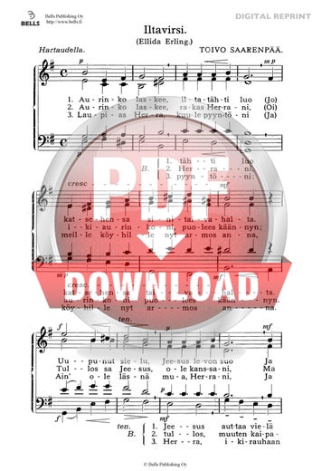 Saarenp&auml;&auml;, Toivo: Iltavirsi (coro misto)