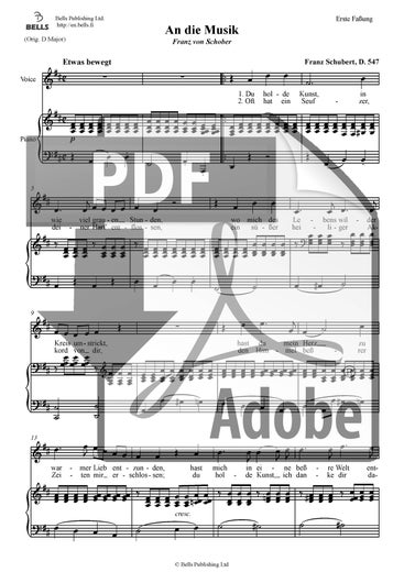 Schubert, Franz: An die Musik, D. 547 (prima versione)
