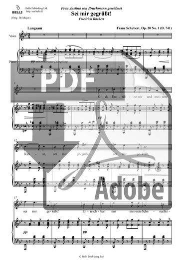 Schubert, Franz: Sei mir gegr&uuml;&szlig;t!, Op. 20 n. 1 (D. 741)