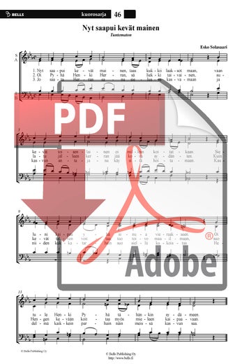 Solasaari, Esko: Nyt saapui kev&auml;t mainen (coro misto)