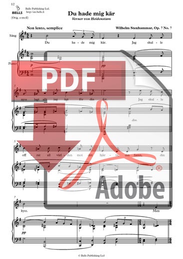 Stenhammar, Wilhelm: Du hade mig k&auml;r, Op. 7 n. 7