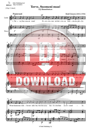 Genetz, Emil: Terve, Suomeni maa! (canzone solistica)