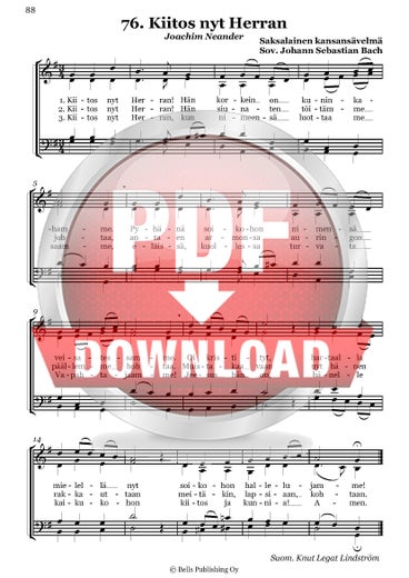 Trad. (arr. J. S. Bach): Kiitos nyt Herran