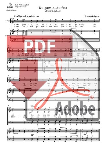 Trad.: Du gamla, du fria (solo, coro misto e pianoforte)