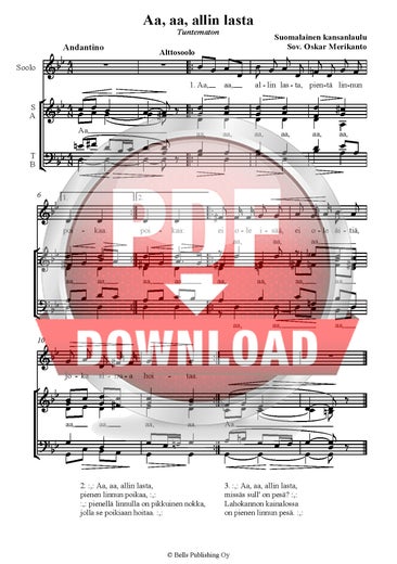 Trad. (arr. Oskar Merikanto): Aa, aa, allin lasta