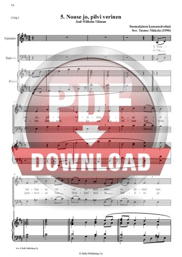 Trad. (arr. Tuomo Nikkola): Nouse jo, pilvi verinen (duetto)