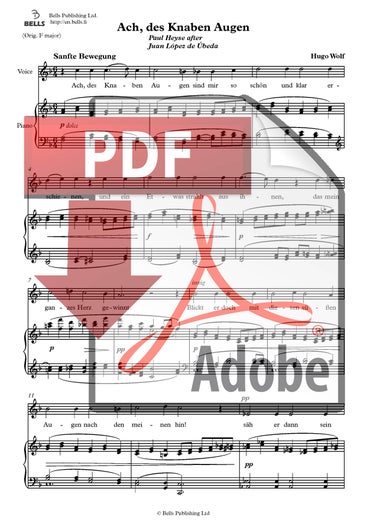 Wolf, Hugo: Ach, des Knaben Augen